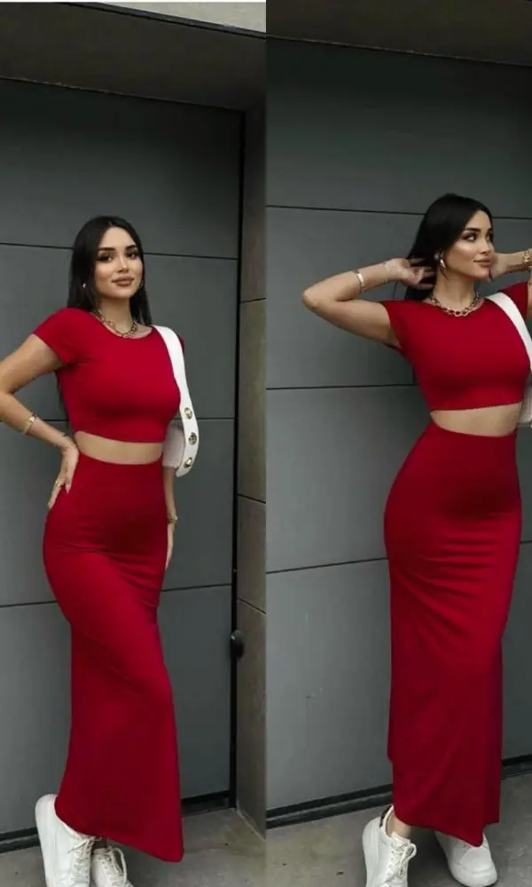 Костюм в рубчик , топ-юбка макси ( р-р 42-44)