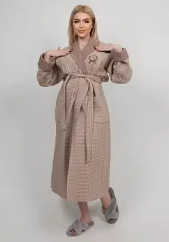 Женский халат вафельный с поясом (р-р L-7XL)