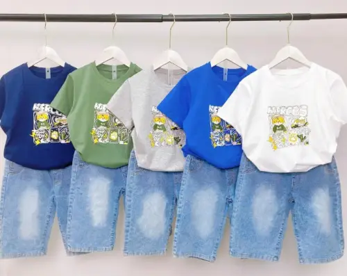 Комплект летний джинсовые шорты-футболка на мальчика ( р-р 114-138)