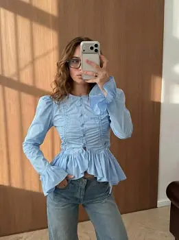 Рубашка женская приталенная со сборками (р-р 42-44)