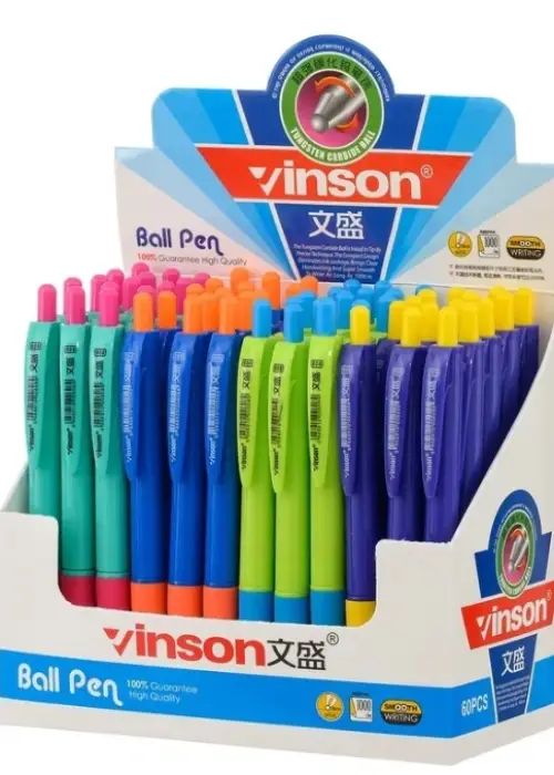Авторучка с чернилами на масляной основе: "VINSON-1000м"; цветной корпус , толщина пишущего узла 0,7 mm