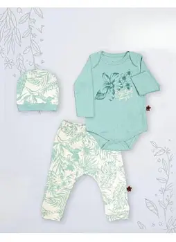 Комплект тройка: шапочка+боди+ползунки (3-6-9 мес)