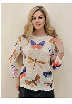 Блузка нарядная женская трикотажная принтованная р-р L-XL-XXL