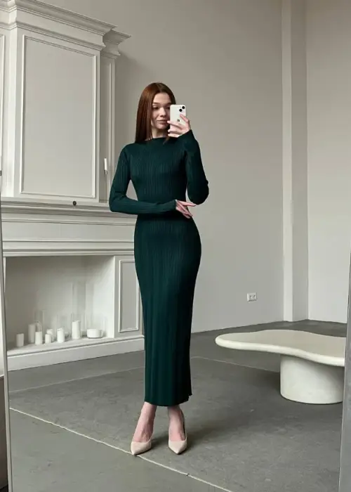 Платье в рубчик миди р-р 42-48