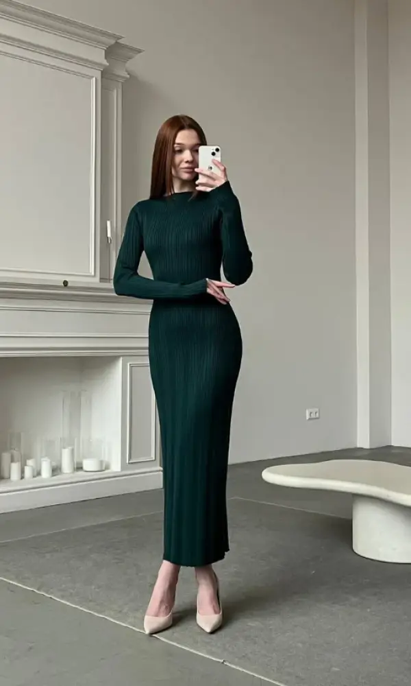 Платье в рубчик миди р-р 42-48