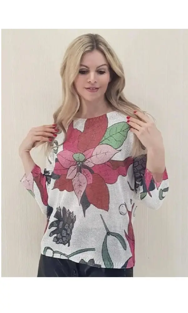 Блузка нарядная женская трикотажная принтованная р-р L-XL-XXL