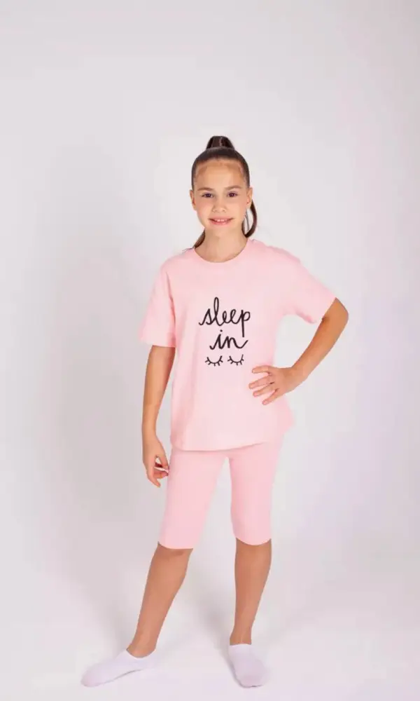 Пижама для девочки футболка-велосипедки на рост 140-146-152