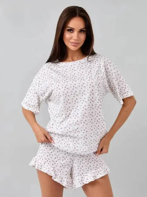 Пижама женская с шортами и футболкой принт (р-р S-XL)