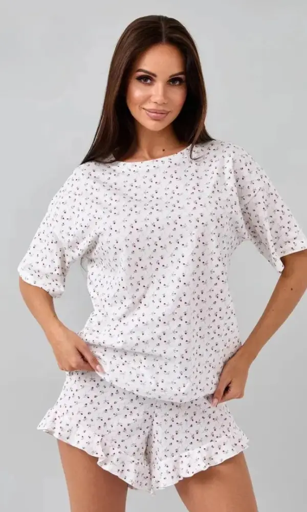 Пижама женская с шортами и футболкой принт (р-р S-XL)