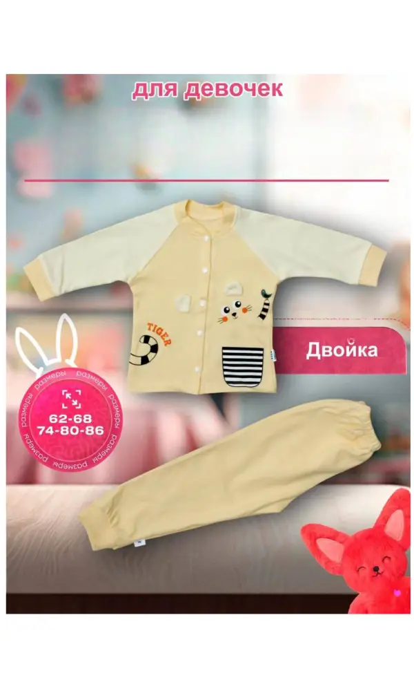 Комплект двойка для девочки кофта+брюки р-р 62-86