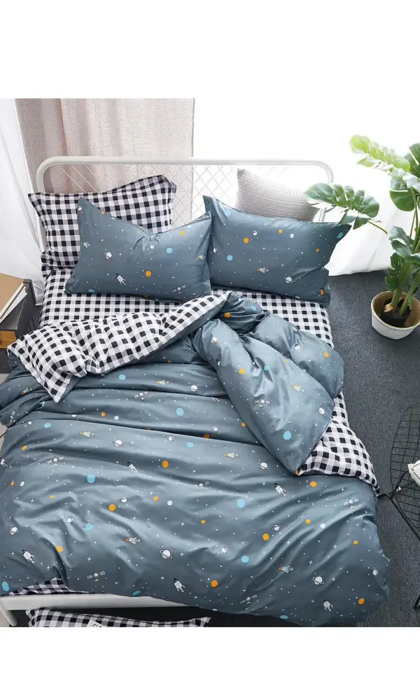 Комплект постельного белья с принтом, поплин (Семейный)