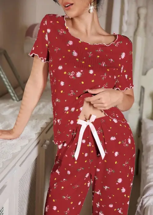 Пижамный комплект с цветочным принтом женский (р-р 42-48)