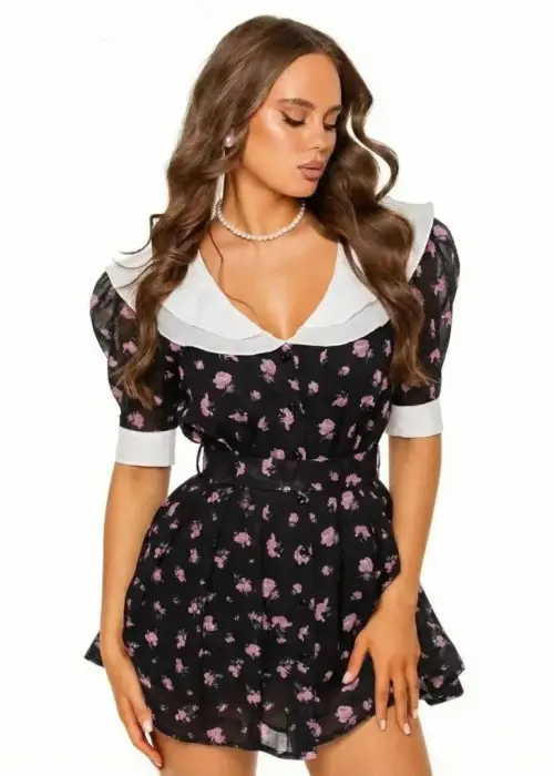 Платье с цветочным принтом мини женское (р-р 42-44)