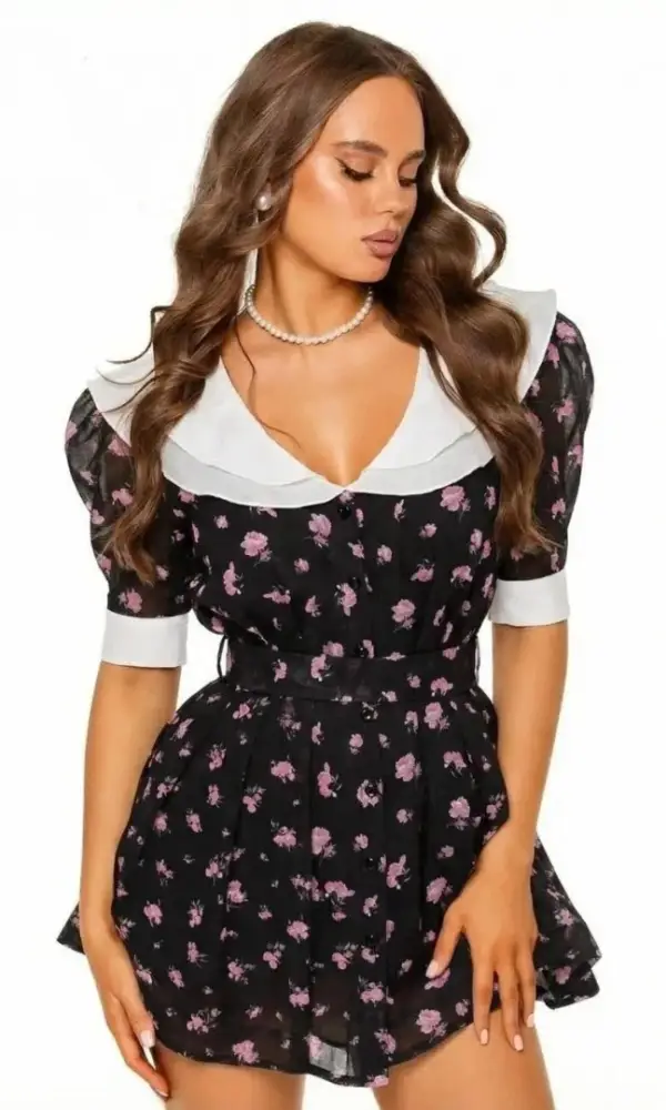 Платье с цветочным принтом мини женское (р-р 42-44)