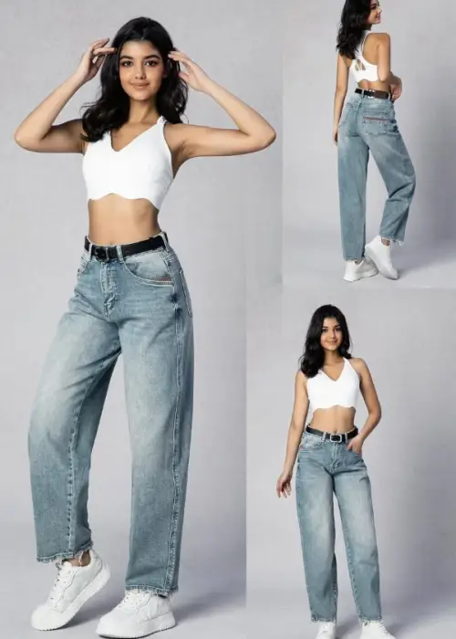 Джинсы багги с бахромой женские (р-р 25-30)