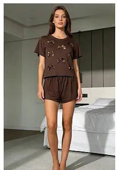 Комплект домашний женский: футболка с бантиками+шорты (р-р S-XL)