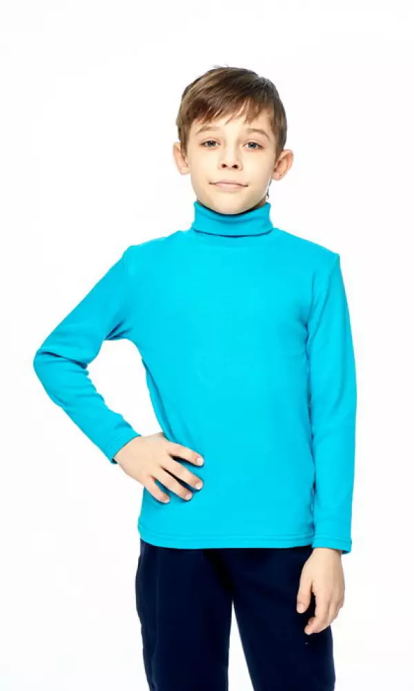 Водолазка однотонная, голубая для мальчика (5-8 лет)