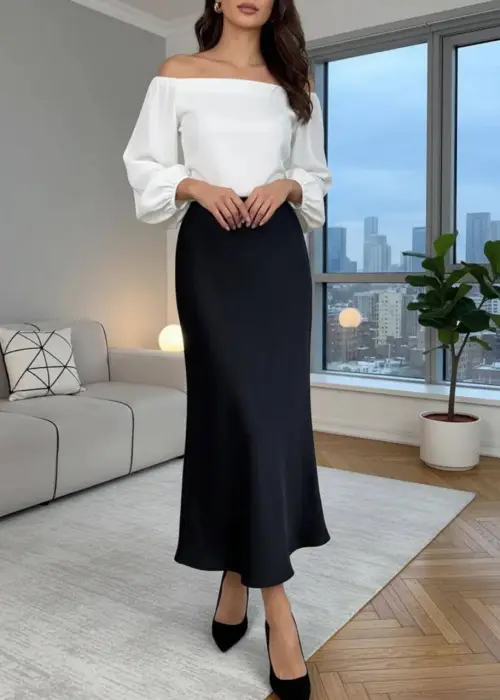 Юбка женская атласная миди (длина 82 см) р-р SS/MM