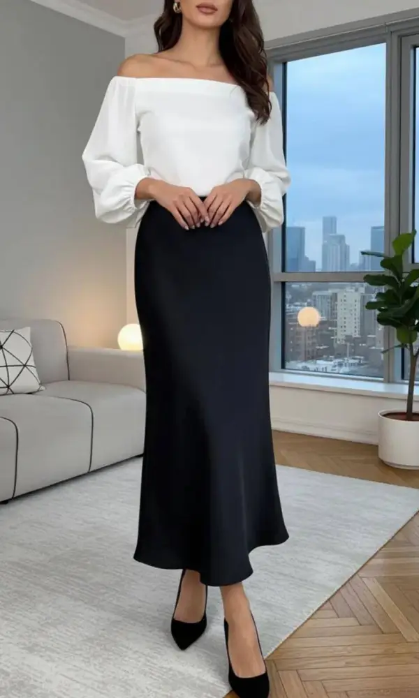 Юбка женская атласная миди (длина 82 см) р-р SS/MM