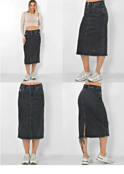 Юбка джинсовая миди с разрезом сзади р-р 30-36