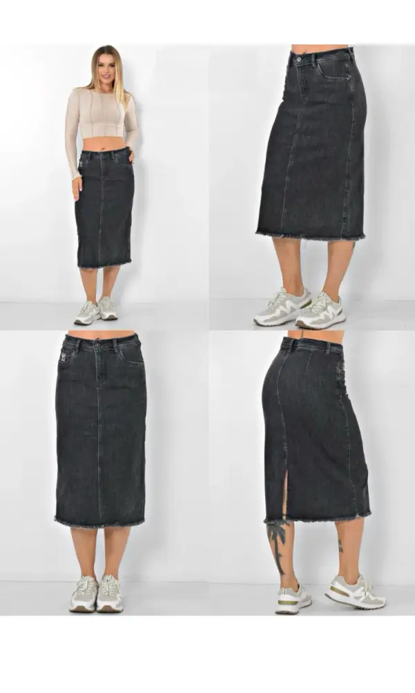 Юбка джинсовая миди с разрезом сзади р-р 30-36