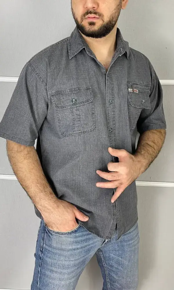 Рубашка льняная с коротким рукавом мужская (р-р 6XL-10XL)