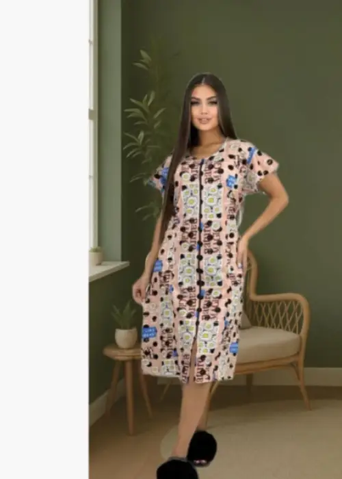 Халат домашний на молнии женский рукава-крылья (р-р 50-60)