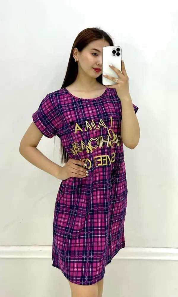 Туника женская домашняя, принт-печать ( р-р 48-56)