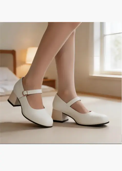 Туфли кожаные на каблуке с ремешком женские (р-р 36-41)