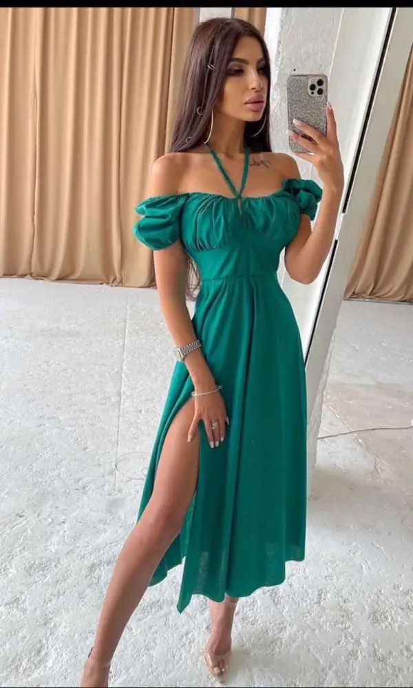 Женское платье жатка , длина миди ( р-р 42-48)