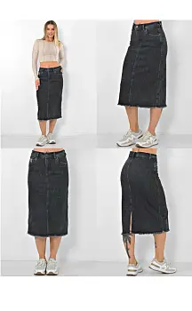 Юбка джинсовая миди с разрезом сзади р-р 28-33