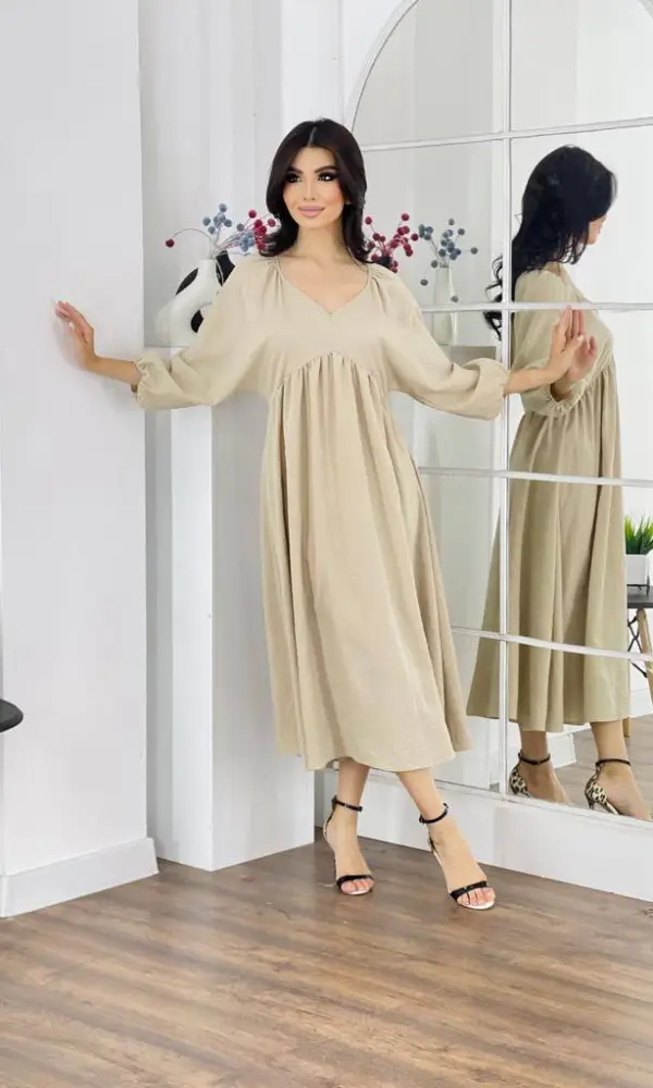 Платье свободного фасона женское, лен ( р-р 42-48)