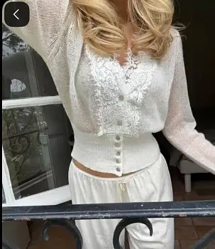 Кардиган вязаный с кружевом женский р-р 42-48