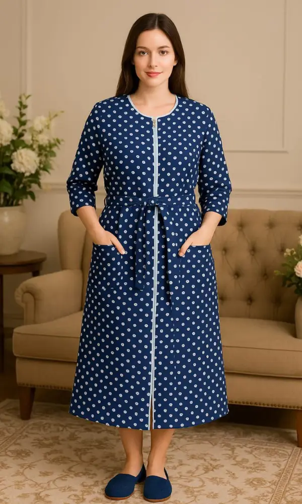 Халат в горошек женский с начёсом (р-р 50-60)