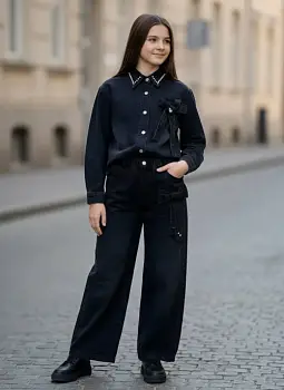 Костюм джинсовый для девочки с бантами (р-р 120-170)