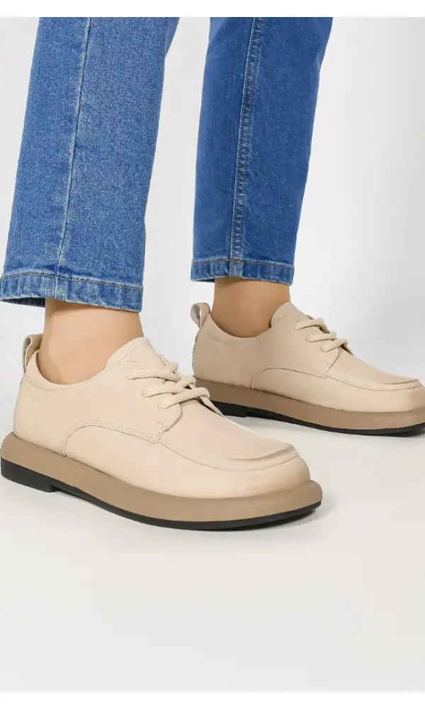 Кожаные полуботинки женские на шнурке (р-р 36-41)