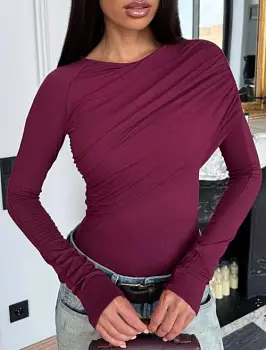 Боди с длинным рукавом вечернее c драпировкой р-р SS/MM