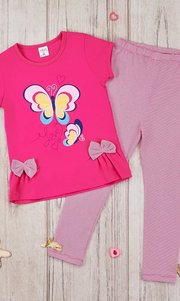 Комплект для девочки с принтом (лосины и футболка) 5-8 лет