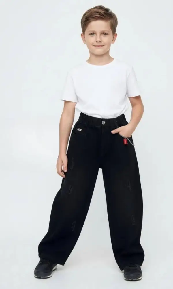 Джинсы широкие на резинке для мальчика (р-р 110-160)