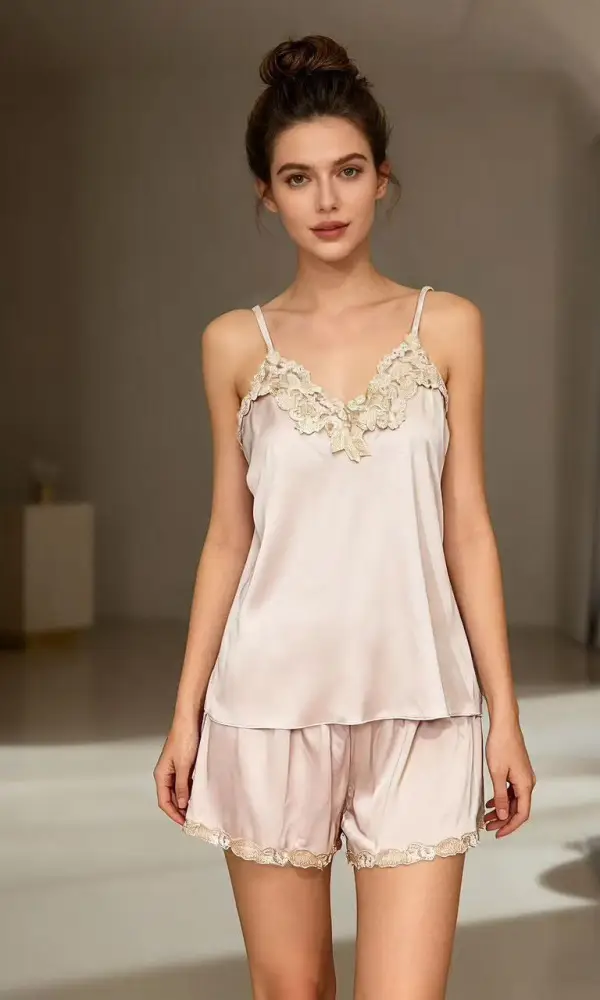 Комплект "Атласный" женский, майка и шорты, однотонный (р-р 42-50)