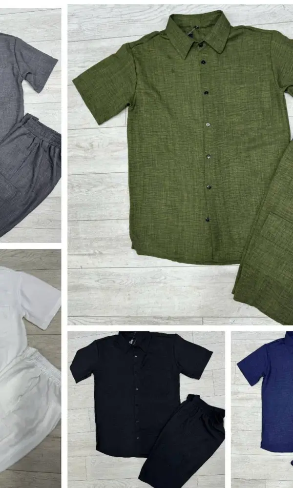 Мужской костюм с шортами, лен ( р-р 46-54)