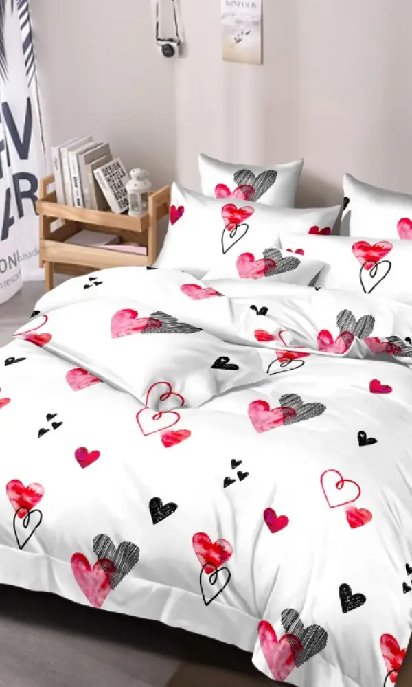 Постельное белье , поплин, сердечки ( 2сп)