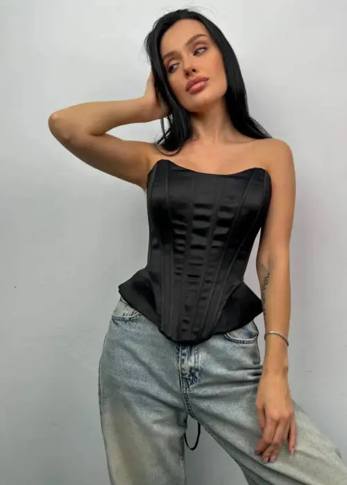 Топ - корсет шелковый на шнуровке вечерний р-р SS/MM