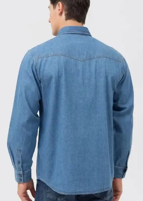 Рубашка мужская джинсовая с длинным рукавом (M-4XL)