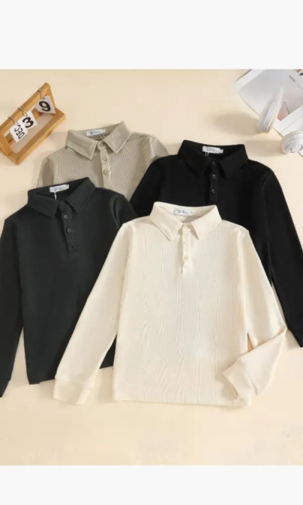 Лонгслив поло в рубчик для мальчика (р-р 128-152)