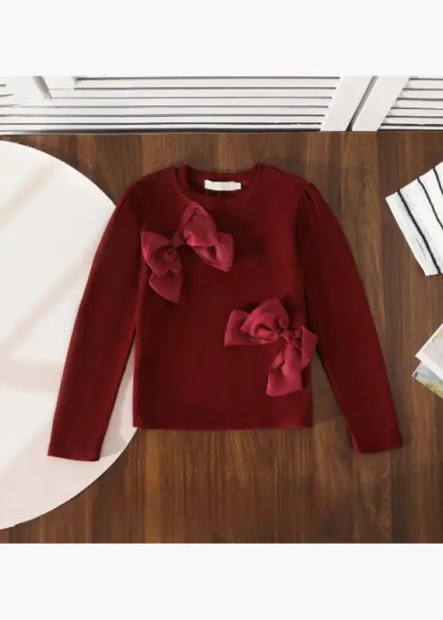 Лонгслив с бантами для девочки (р-р 116-140)