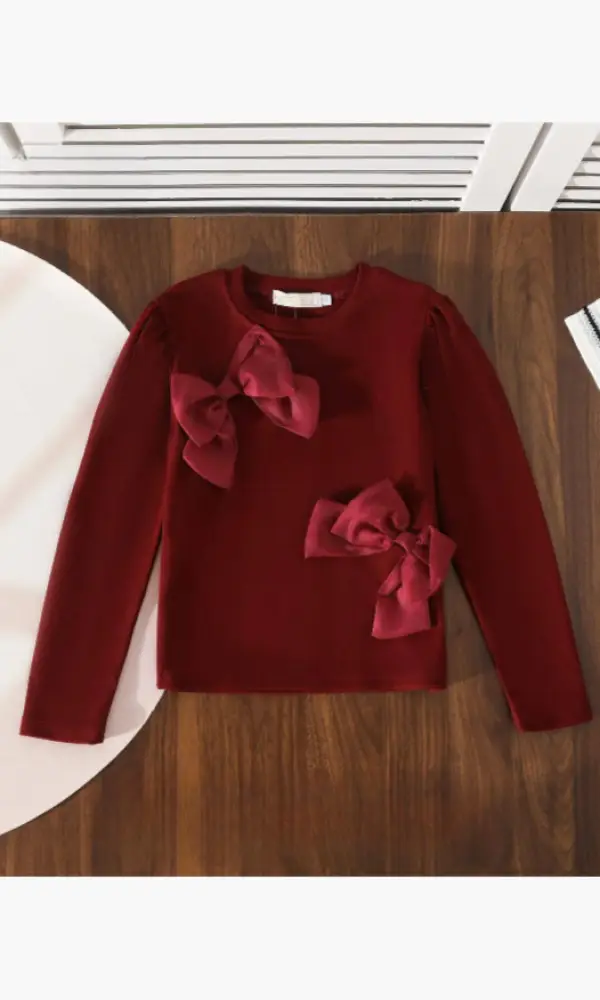 Лонгслив с бантами для девочки (р-р 116-140)