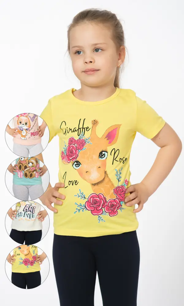 Комплект для девочки с принтом (лосины и футболка) 3-6 лет
