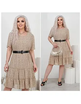 Платье женское шифоновое в горошек (р-р 50-56)