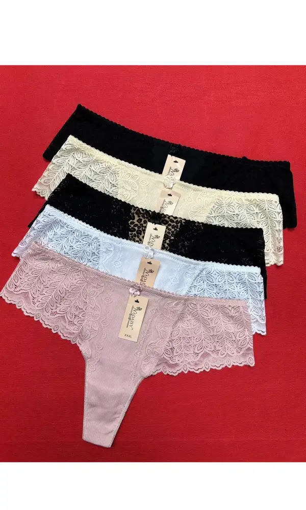 Трусы кружевные стринги женские (р-р XL-3XL)
